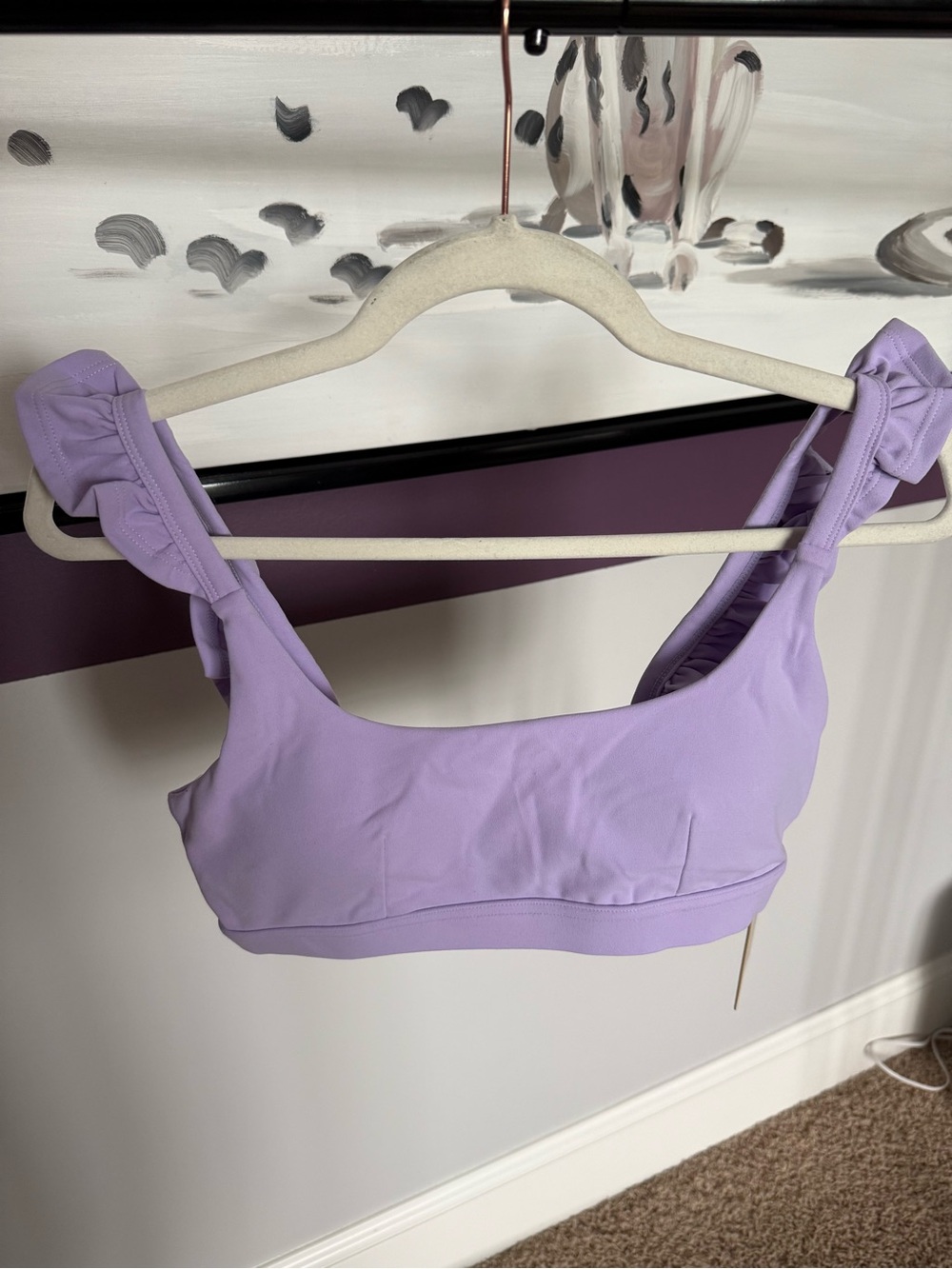 POPFLEX Lilac Ruffle-Strap Sports Bra